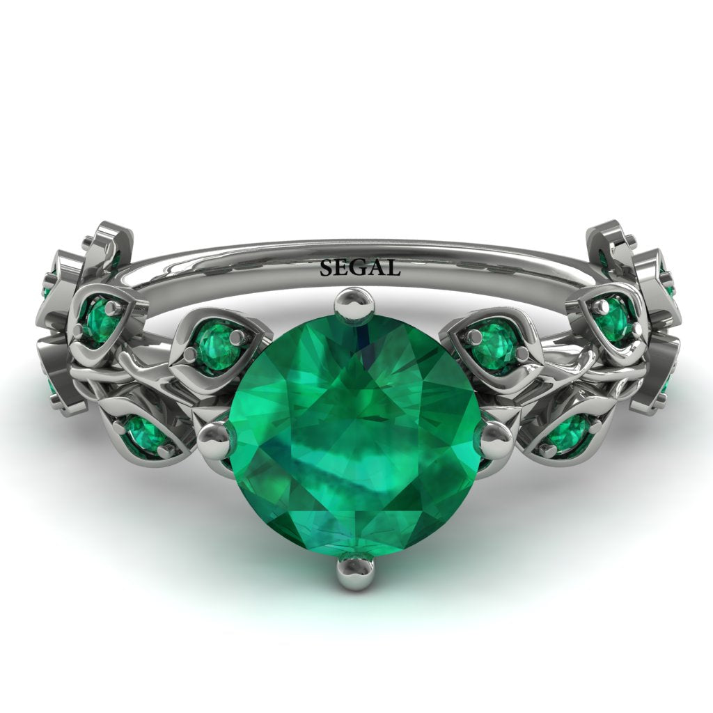 Leaves All Around White Gold Emerald Ring - Sydney 2ct No. 21