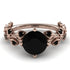 Hers 2 Carat Black Diamond Engagement Ring Leaves All Around - Sydney 2ct No. 38