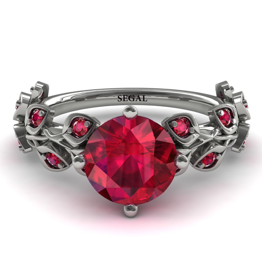Leaves All Around White Gold Ruby Ring - Sydney 2ct No. 57