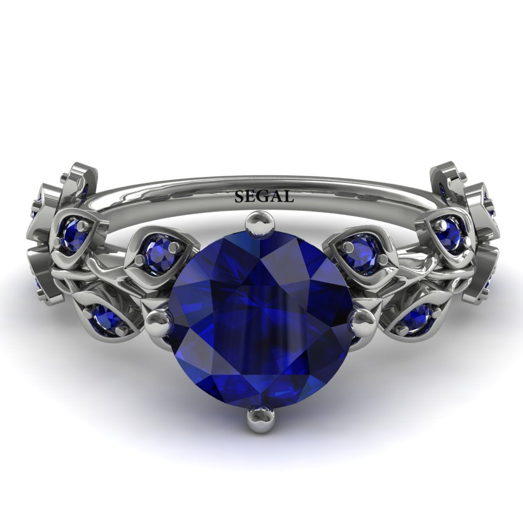 Leaves All Around Blue Sapphire White Gold Ring - Sydney 2ct No. 75