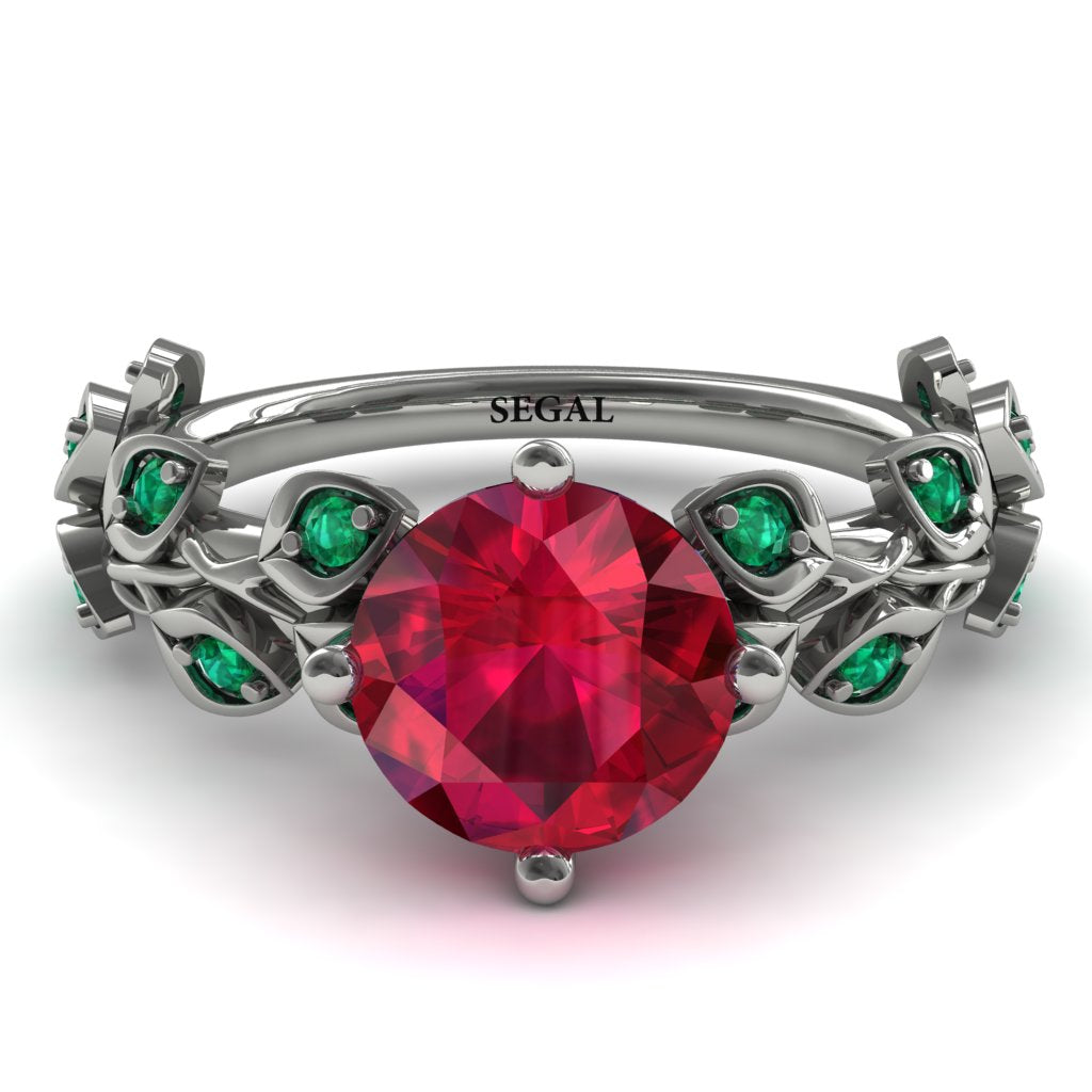 Leaves All Around White Gold Ruby Ring - Sydney 2ct No. 27