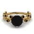 Two Tones Hers 2 Carat Black Diamond Engagement Ring Leaves All Around - Sydney 2ct No. 80