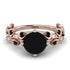 Two Tones Hers 2 Carat Black Diamond Engagement Ring Leaves All Around - Sydney 2ct No. 81