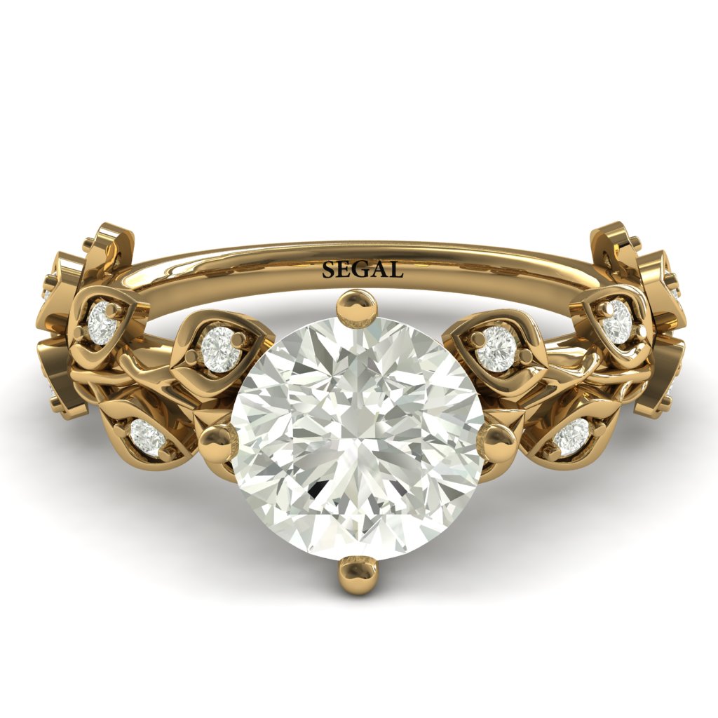 Leaves All Around Yellow Gold Moissanite Ring - Sydney 2ct