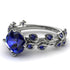 Leaves All Around Blue Sapphire White Gold Ring - Sydney 2ct No. 75