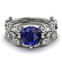Leaves All Around Blue Sapphire Wedding Bridal Set - Sydney 2ct No. 15