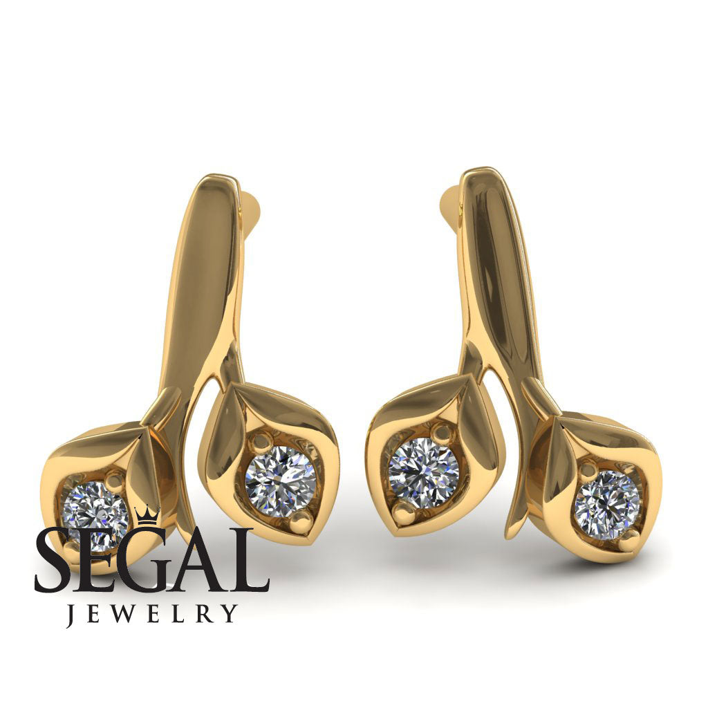 Leaves All Around Diamond Earrings- Sydney no. 1