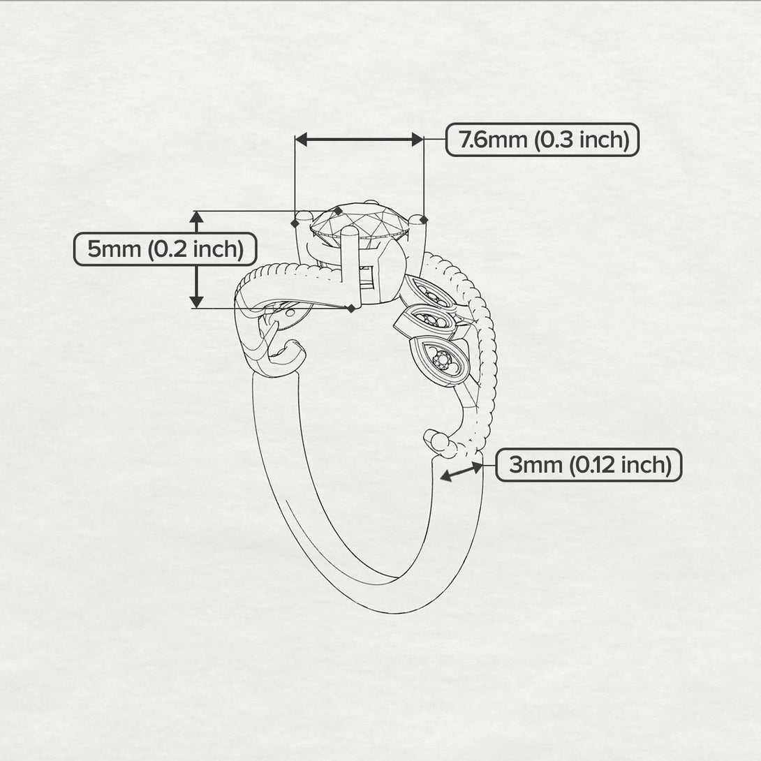 Semi Mount Leaf Relief Diamond Ring - 18k white gold Flower Engagement Ring - Audrey no. 30