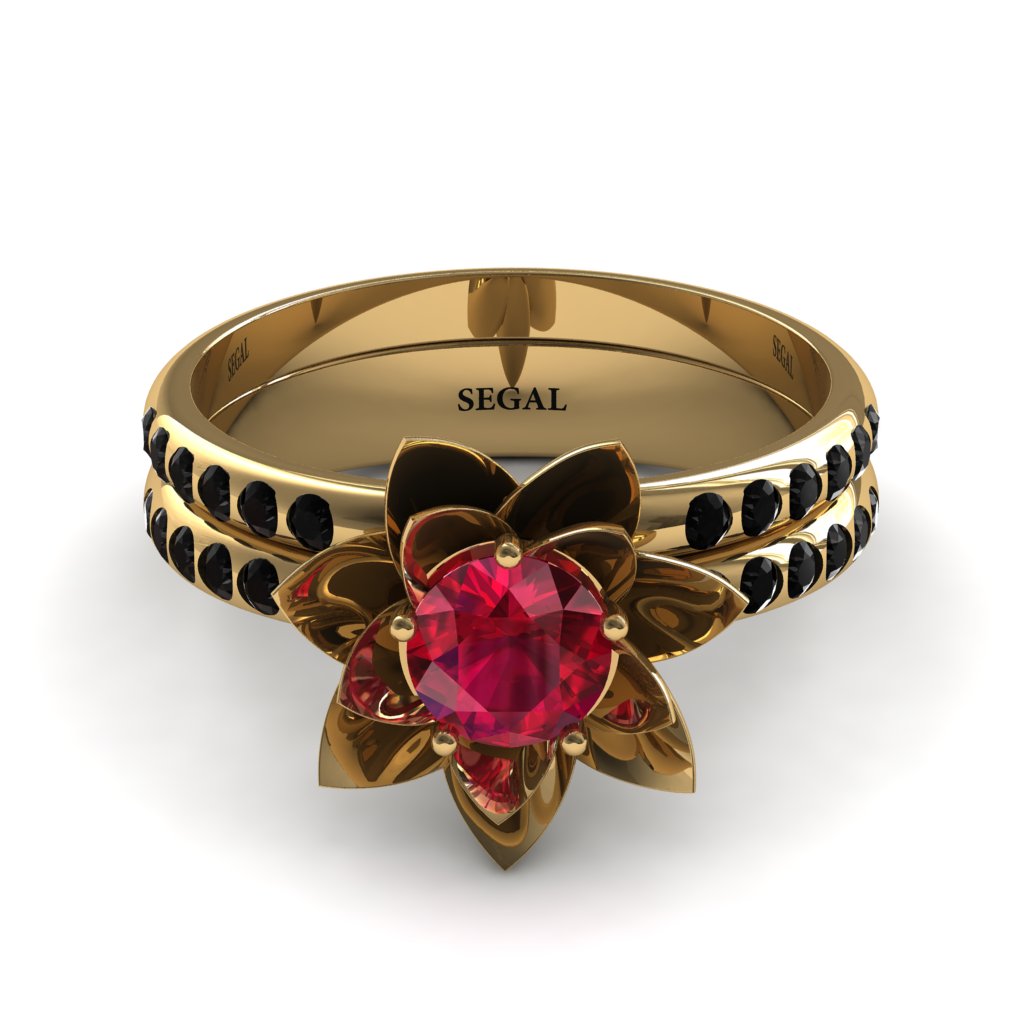 Lotus Flower Ruby Bridal Set - Lotus no. 7