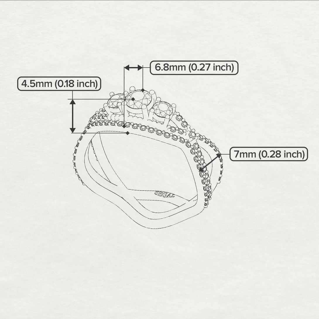 3 Stones Denity Bridal Set Diamond Ring- Natalie no. 2