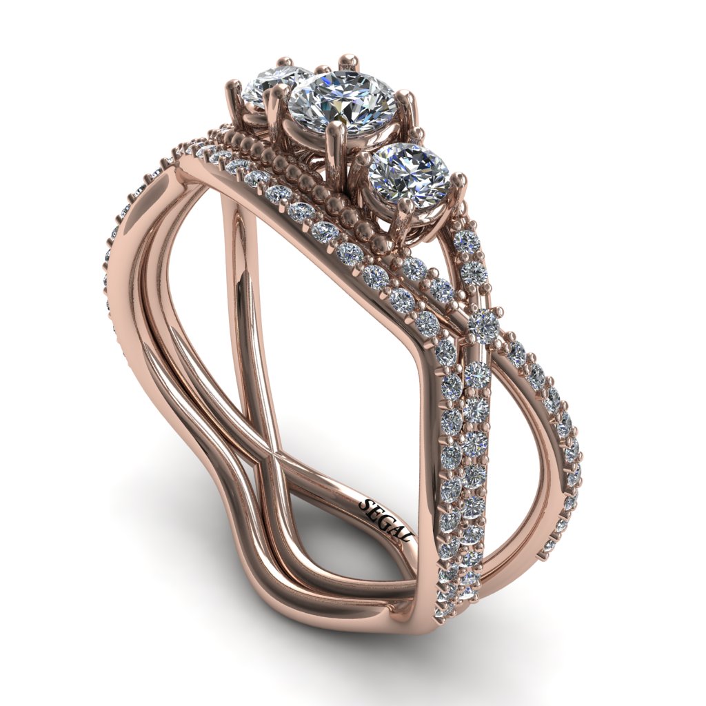 3 Stones Denity Bridal Set Diamond Ring- Natalie no. 2