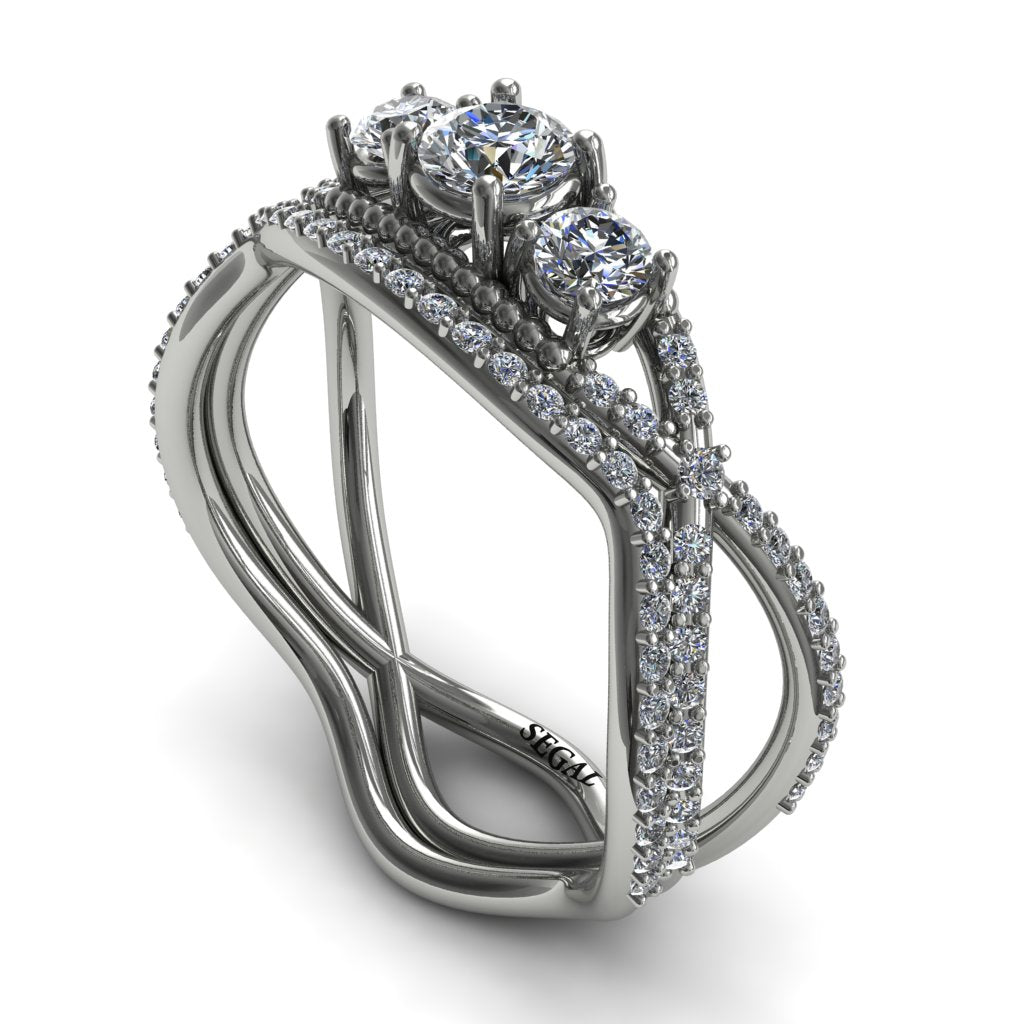 3 Stones Denity Bridal Set Diamond Ring- Natalie no. 3