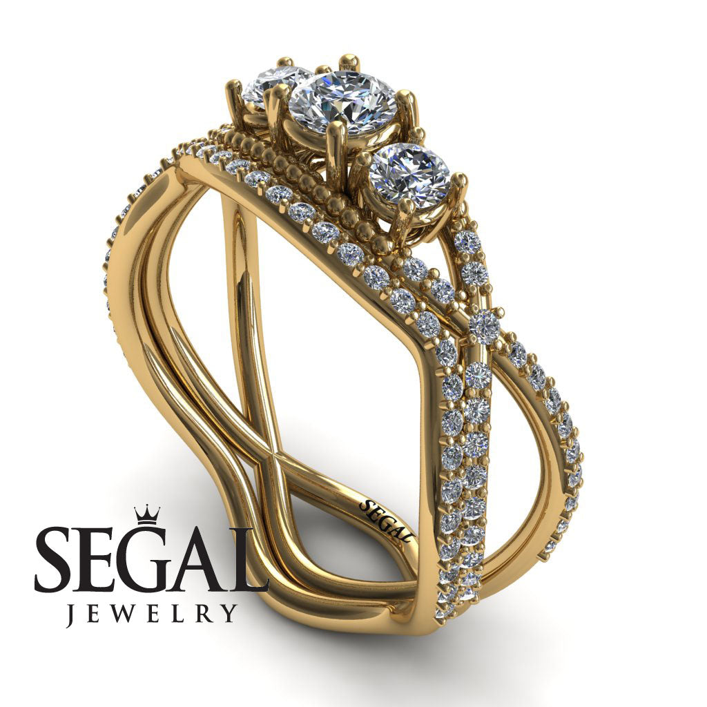 3 Stones Denity Bridal Set Diamond Ring- Natalie no. 1