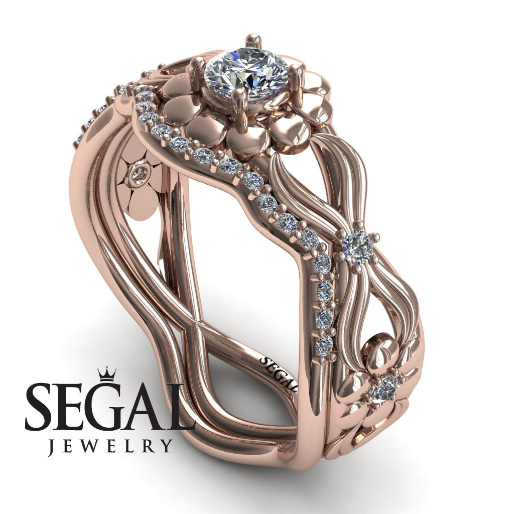 East And West flowers Bridal Set Diamond Ring- Mila no. 2