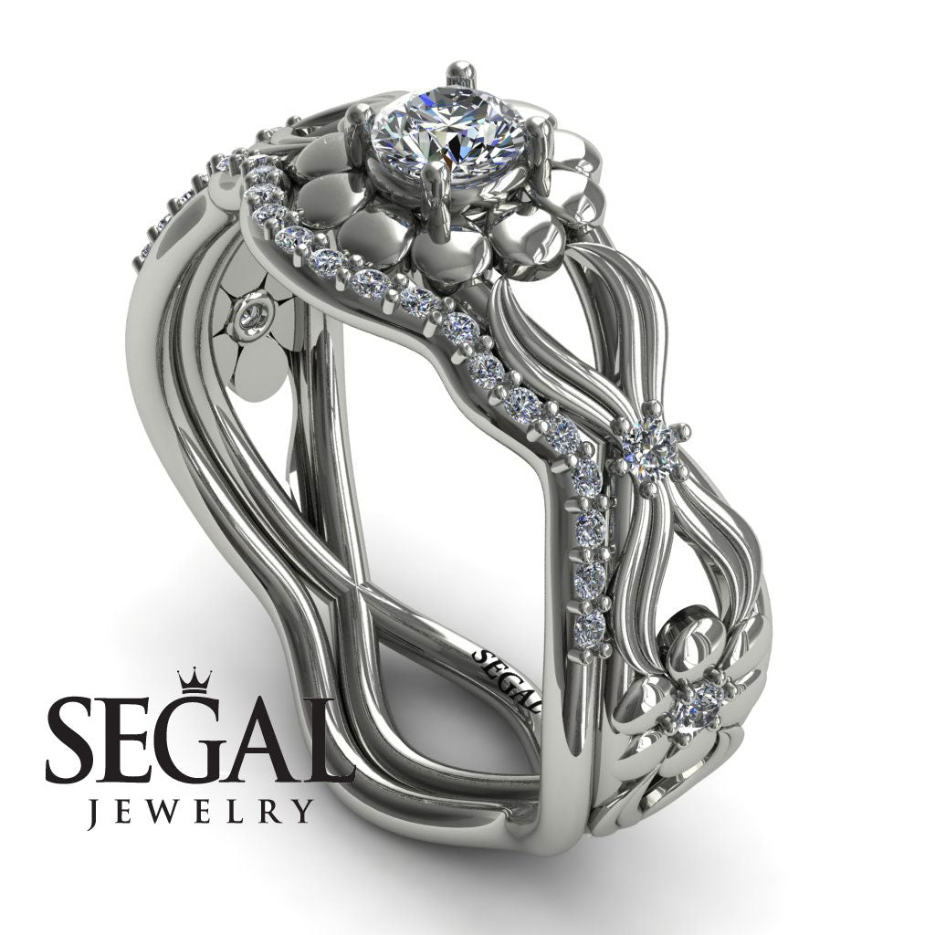 East And West flowers Bridal Set Diamond Ring- Mila no. 3