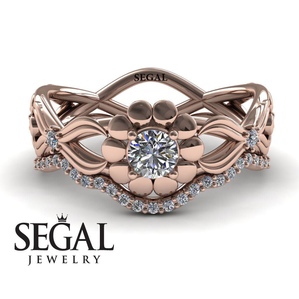 East And West flowers Bridal Set Diamond Ring- Mila no. 2