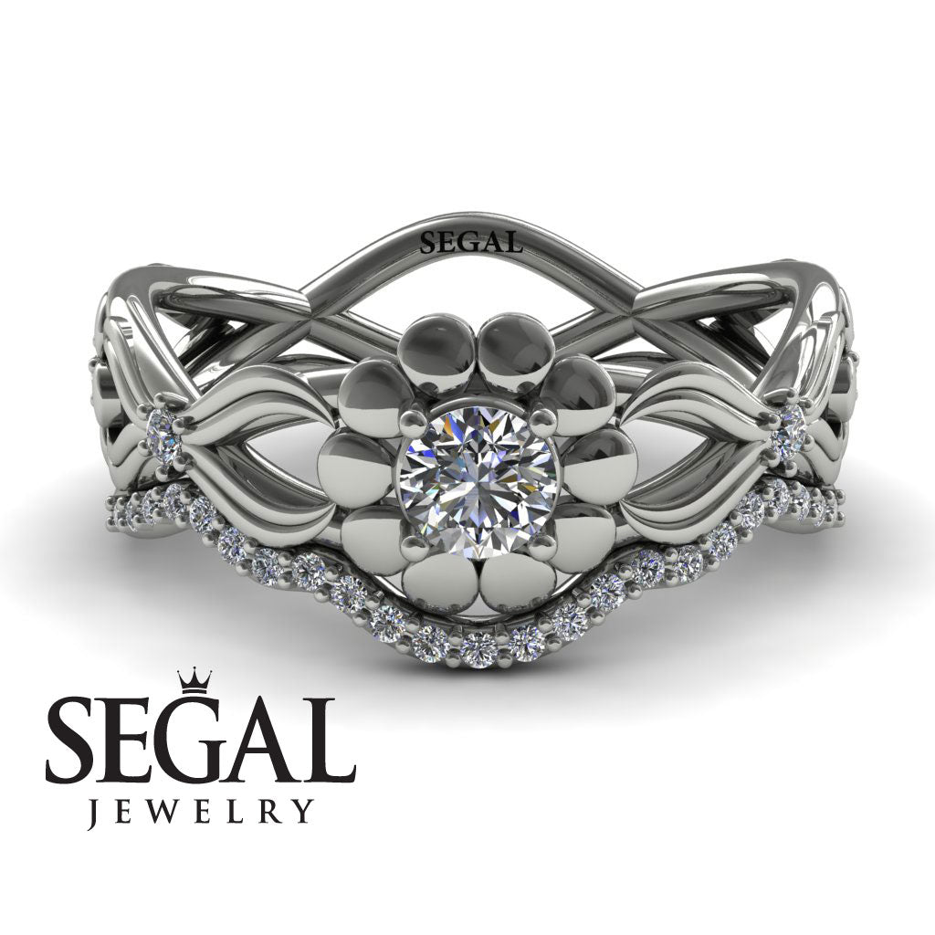 East And West flowers Bridal Set Diamond Ring- Mila no. 3