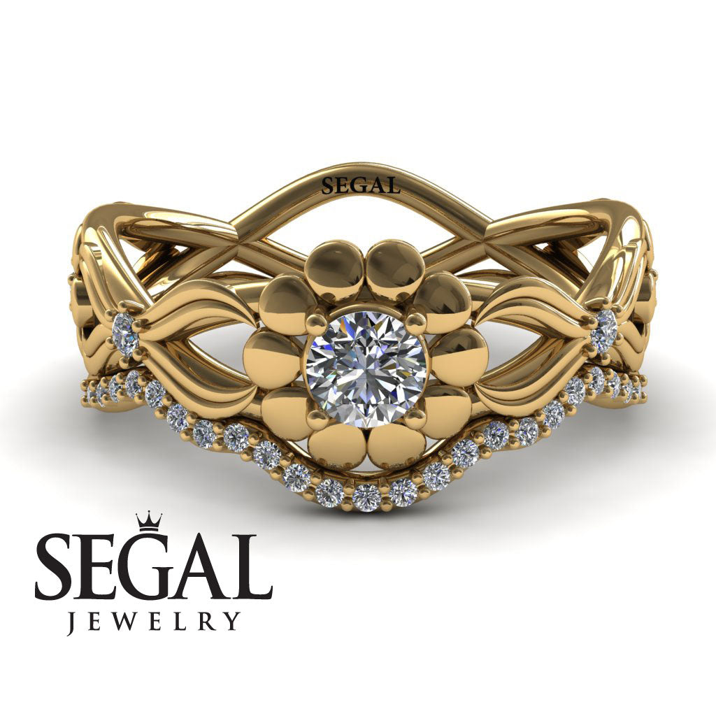 East And West flowers Bridal Set Diamond Ring- Mila no. 1