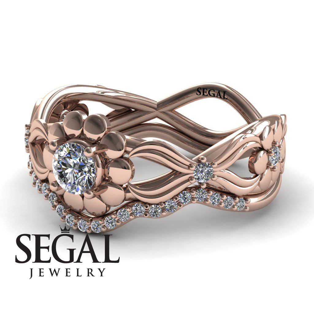 East And West flowers Bridal Set Diamond Ring- Mila no. 2