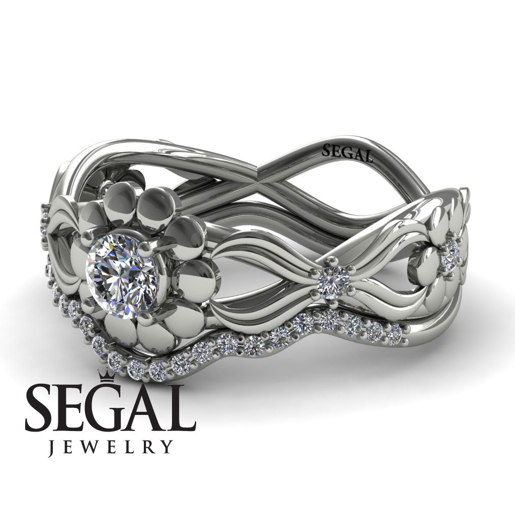 East And West flowers Bridal Set Diamond Ring- Mila no. 3