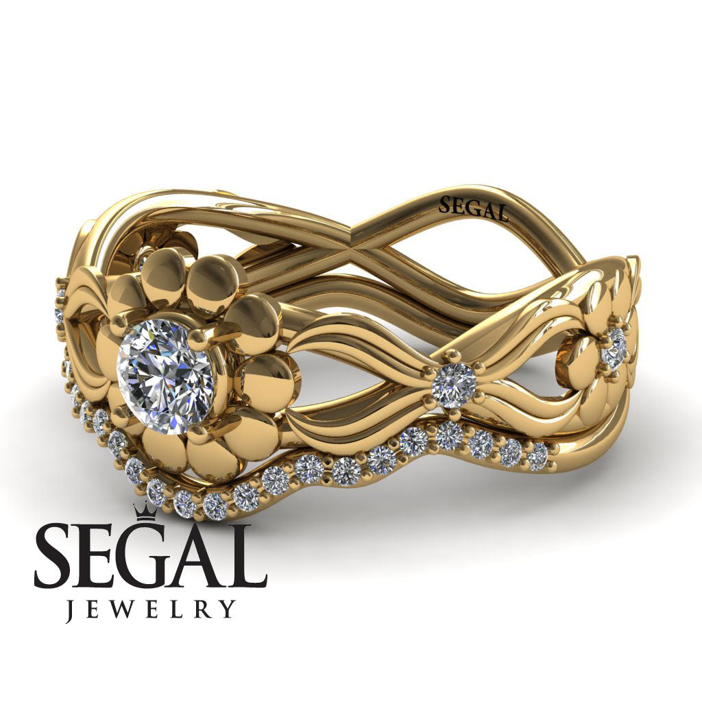 East And West flowers Bridal Set Diamond Ring- Mila no. 1