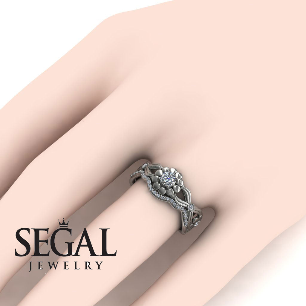 East And West flowers Bridal Set Diamond Ring- Mila no. 3