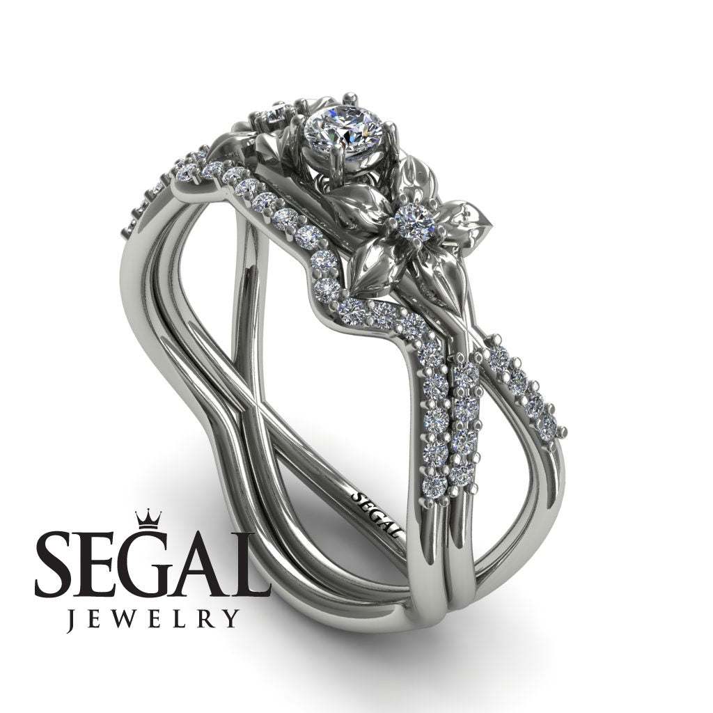 The Two Branch Flowers Bridal Set Diamond Ring- Annabelle no. 3