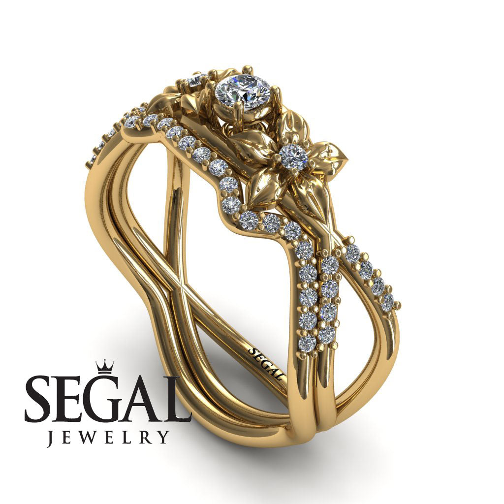 The Two Branch Flowers Bridal Set Diamond Ring- Annabelle no. 1