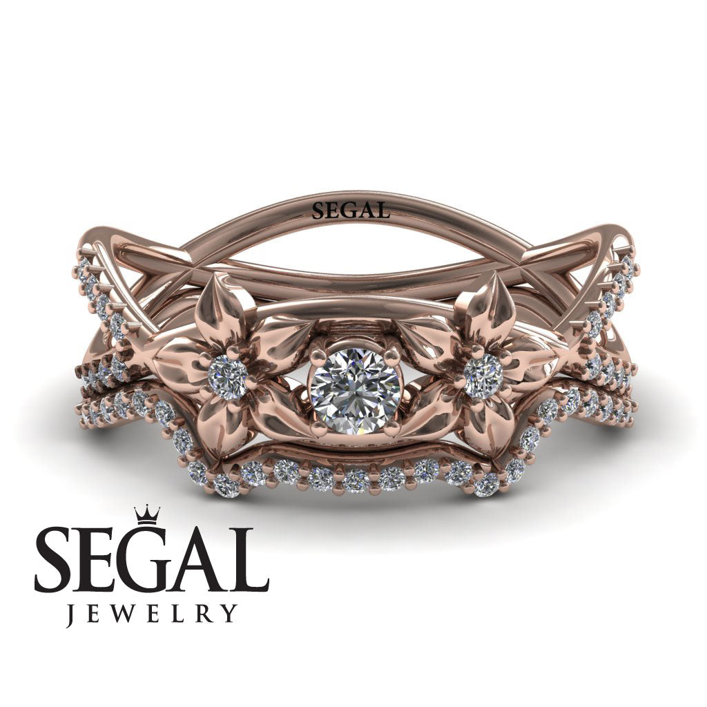 The Two Branch Flowers Bridal Set Diamond Ring- Annabelle no. 2