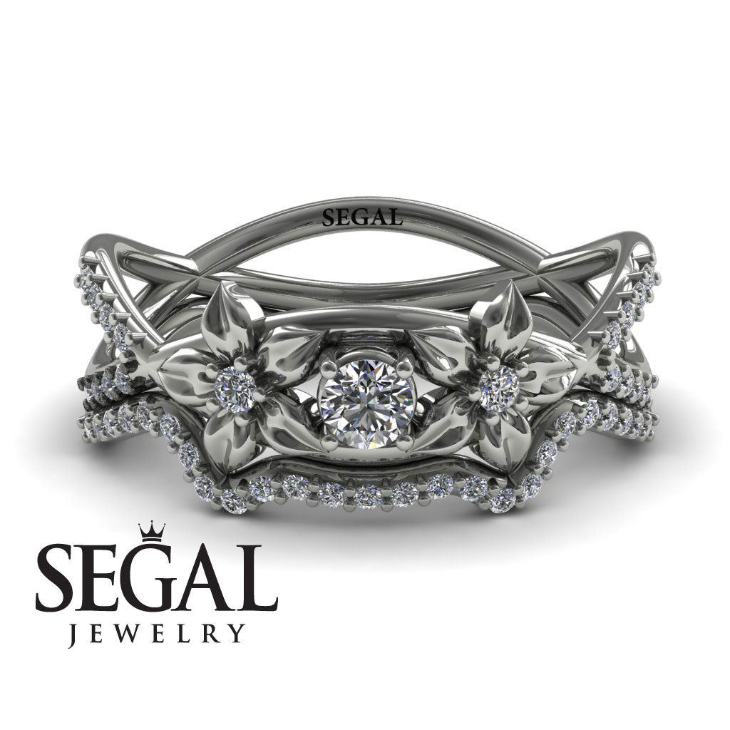 The Two Branch Flowers Bridal Set Diamond Ring- Annabelle no. 3