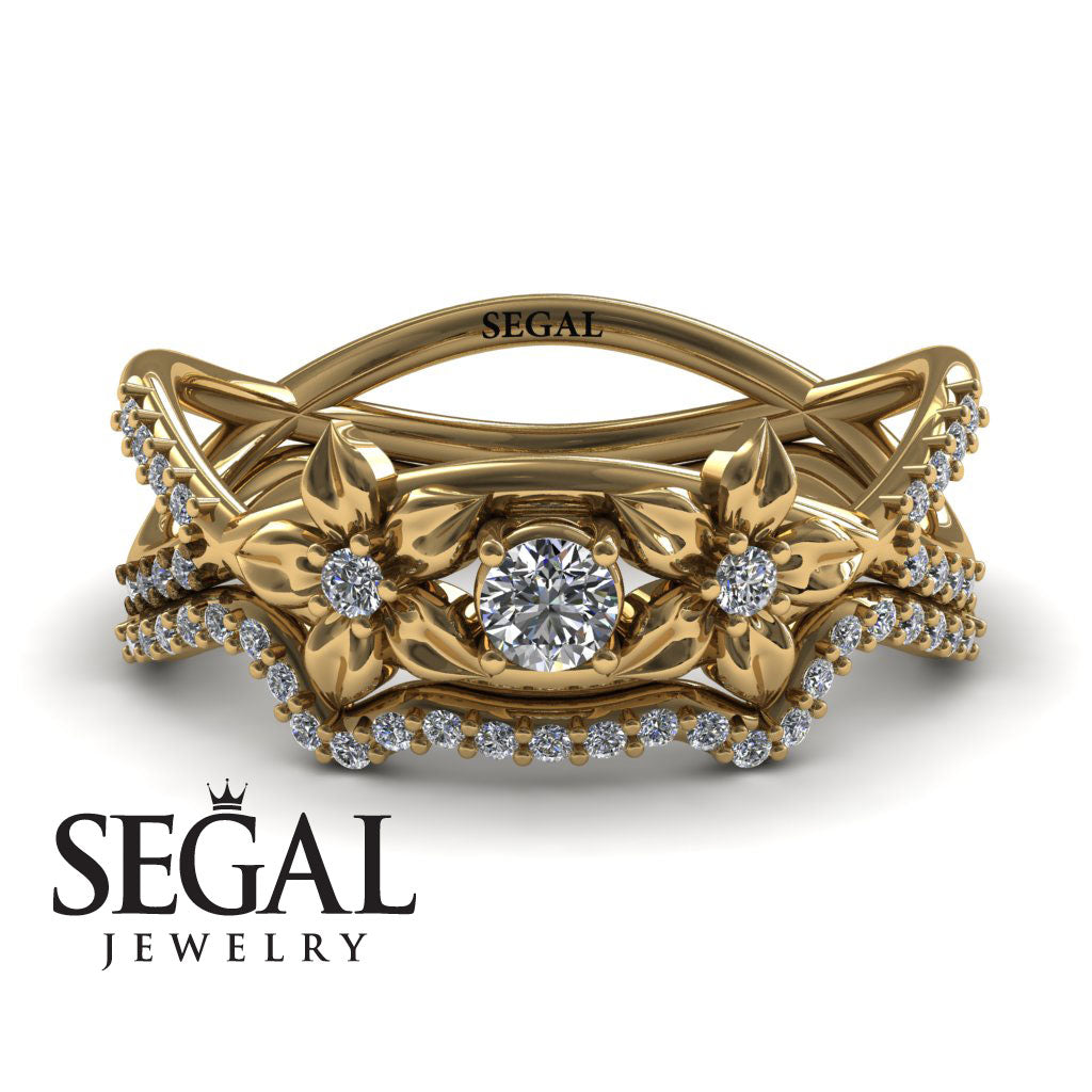 The Two Branch Flowers Bridal Set Diamond Ring- Annabelle no. 1