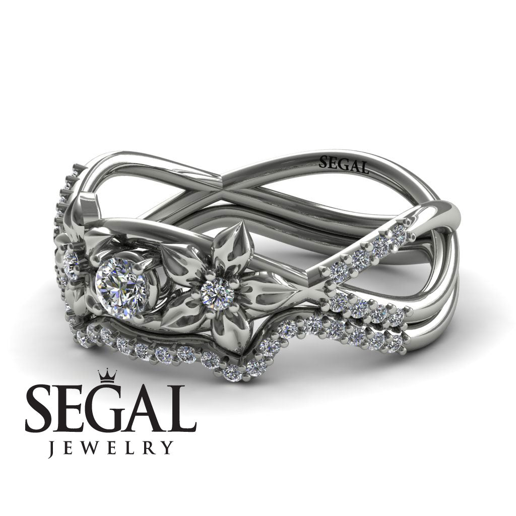 The Two Branch Flowers Bridal Set Diamond Ring- Annabelle no. 3