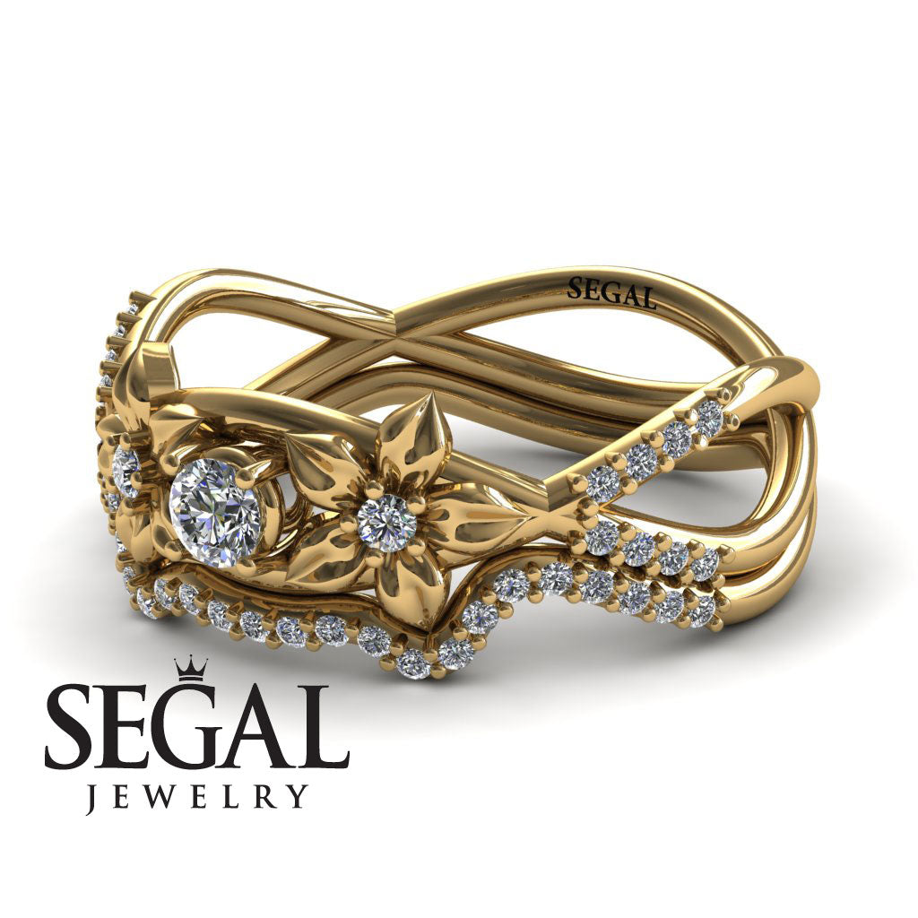 The Two Branch Flowers Bridal Set Diamond Ring- Annabelle no. 1