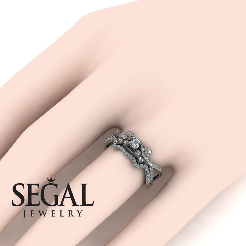 The Two Branch Flowers Bridal Set Diamond Ring- Annabelle no. 3