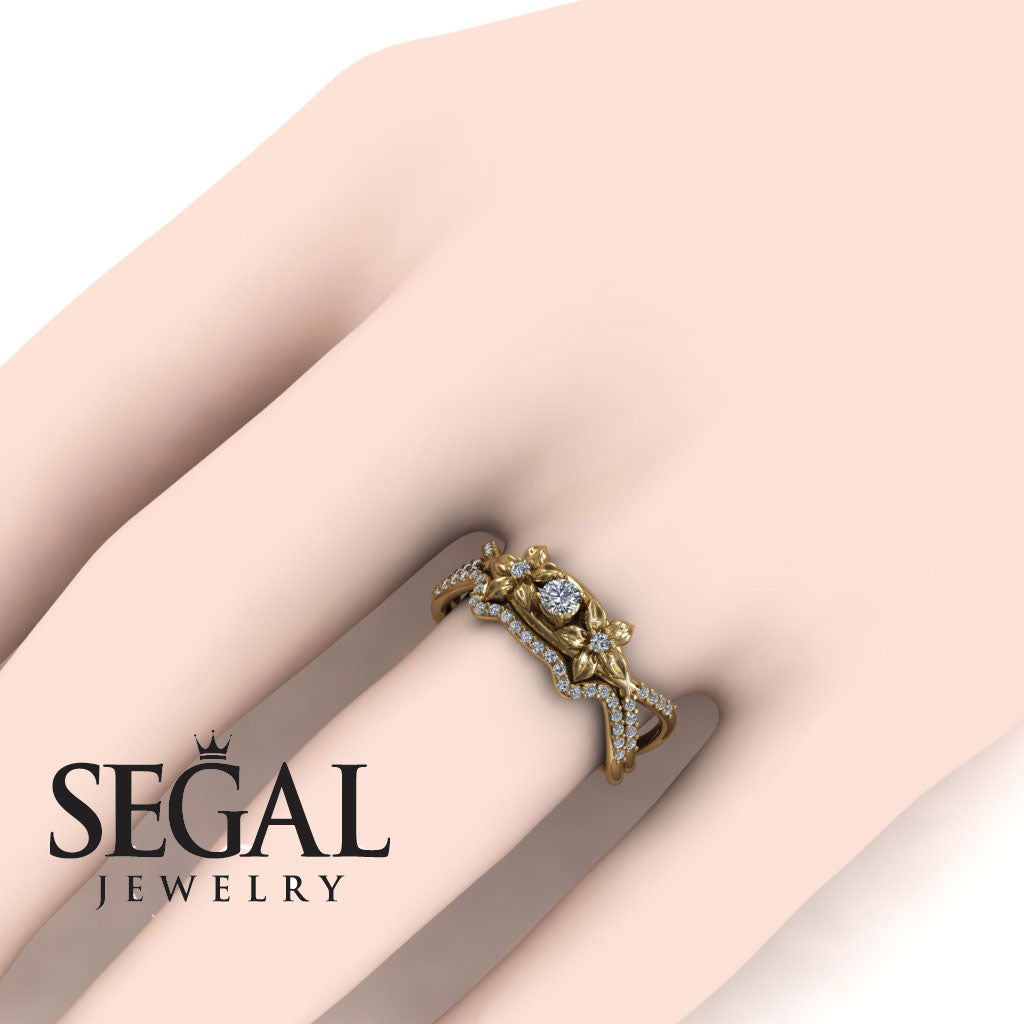 The Two Branch Flowers Bridal Set Diamond Ring- Annabelle no. 1