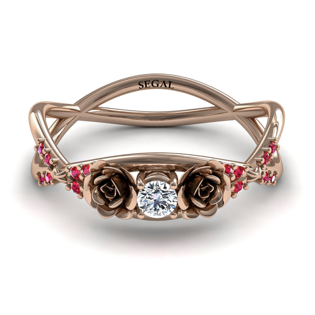 Rose Engagement ring 14K Rose Gold Thin Elegant Flower Ring - Stella no. 11