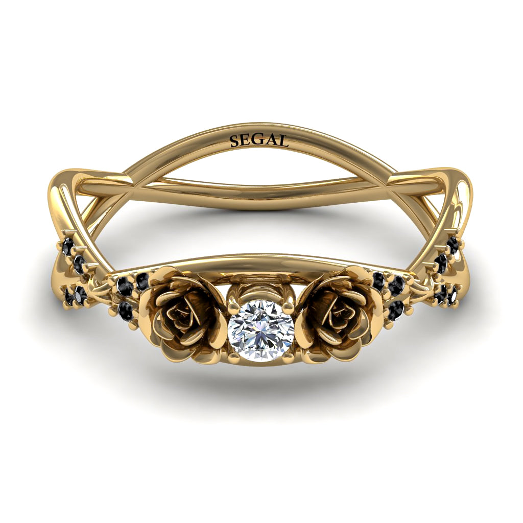 Rose Engagement ring 14K Yellow Gold Thin Elegant Flower Ring - Stella no. 19