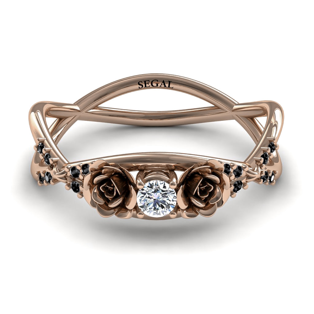 Rose Engagement ring 14K Rose Gold Thin Elegant Flower Ring - Stella no. 20