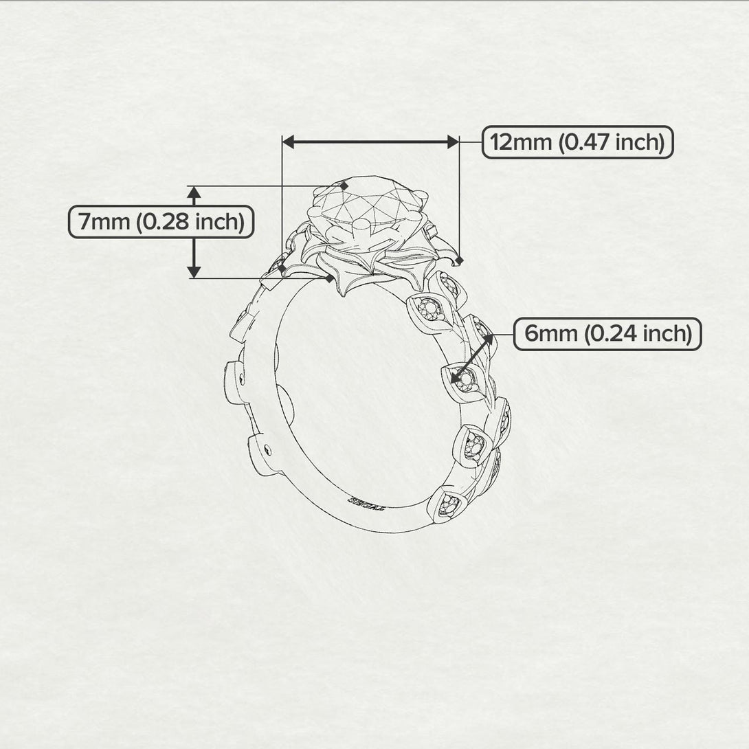 Flower And Leaves Engagement Ring - Diana no. 15
