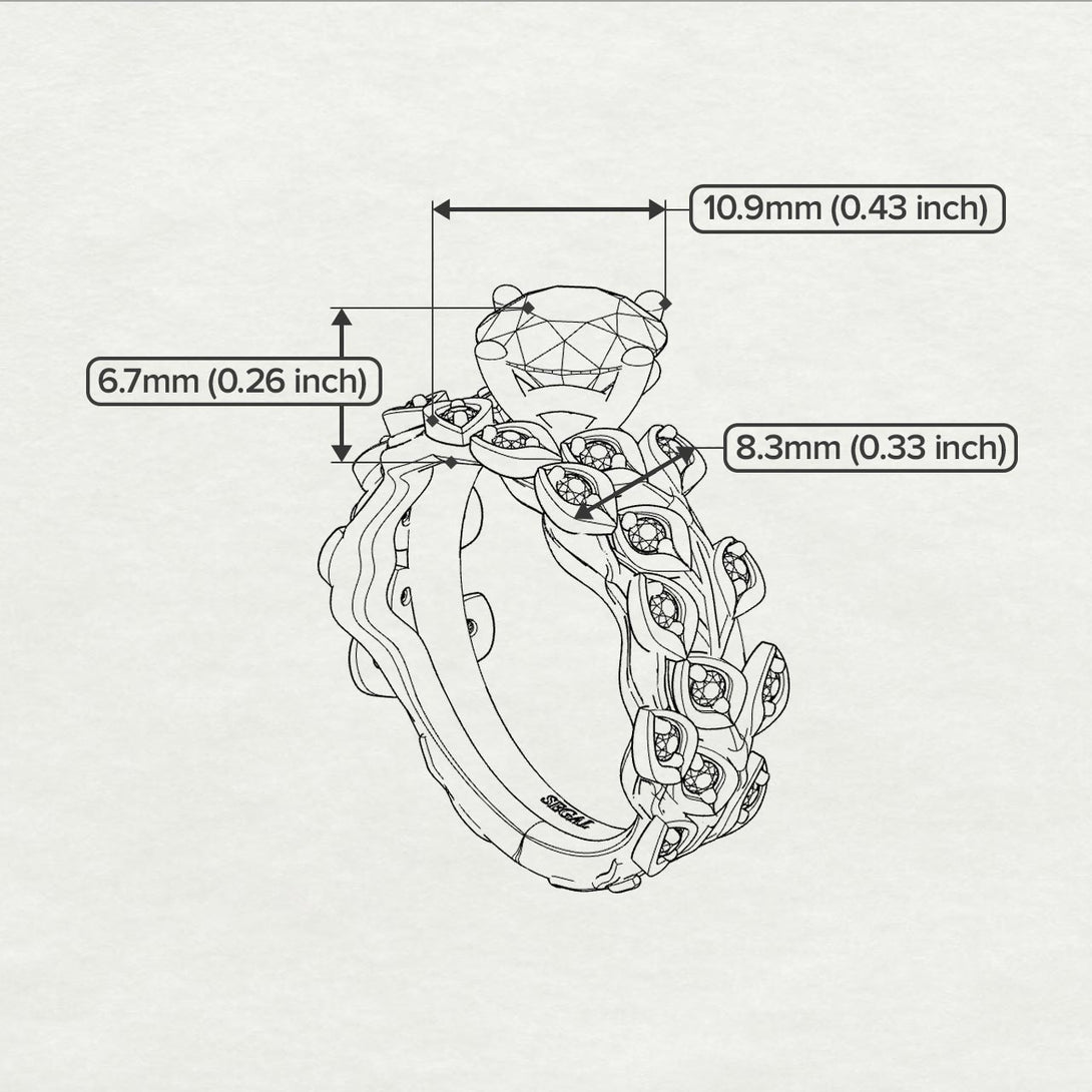Chri's Custom Amethyst Bridal Set Leaves All Around in Platinum - Sydney 2ct No. 4