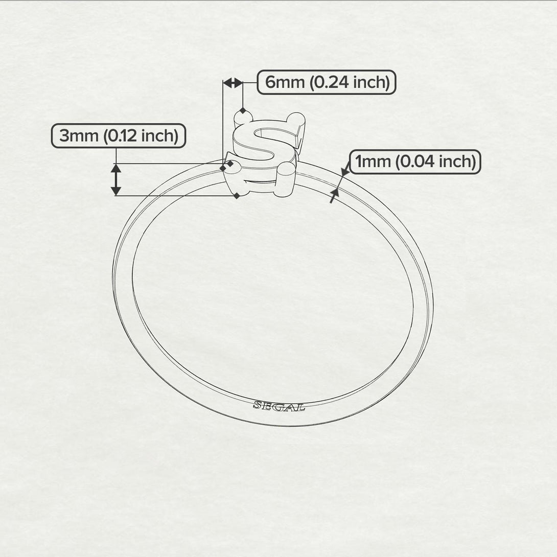 S Letter - Initial Rose Gold Diamond Ring