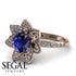 Lotus Sapphire Rose Gold Diamond Flower Ring - Princess Lotus no. 12