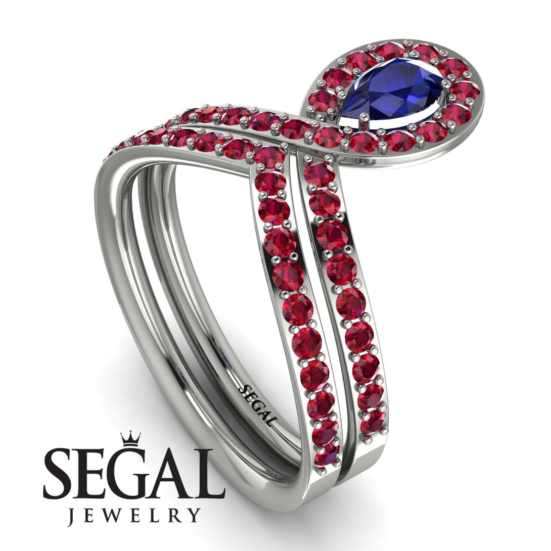 Sapphire Pear Shape Stacking Bridal Set - Emilia No. 60