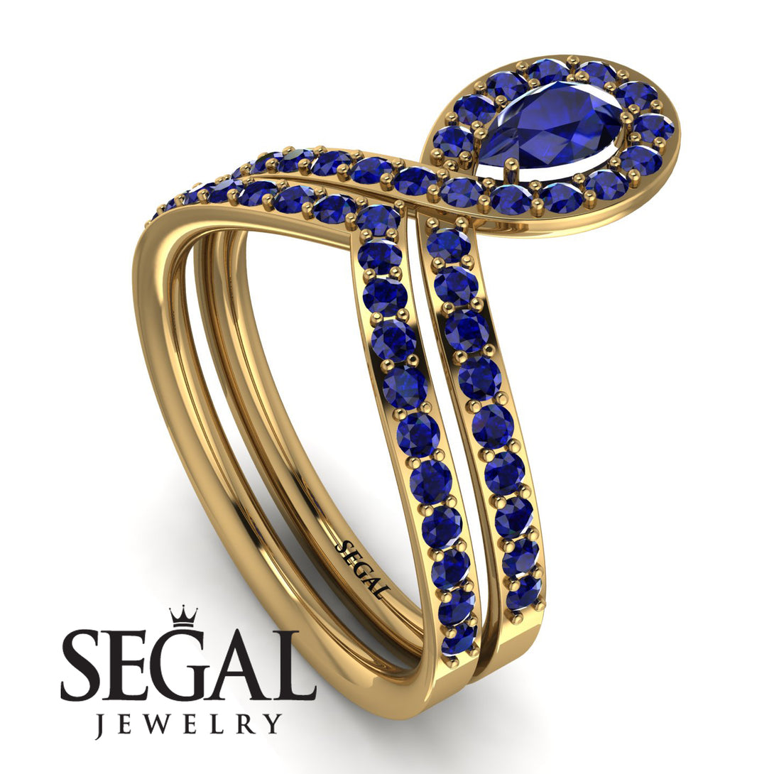 Sapphire Pear Shape Stacking Bridal Set - Emilia No. 73