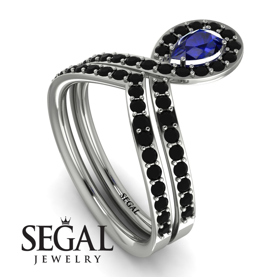 Sapphire Pear Shape Stacking Bridal Set - Emilia No. 45