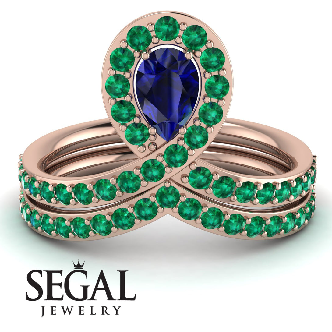 Sapphire Pear Shape Stacking Bridal Set - Emilia No. 29