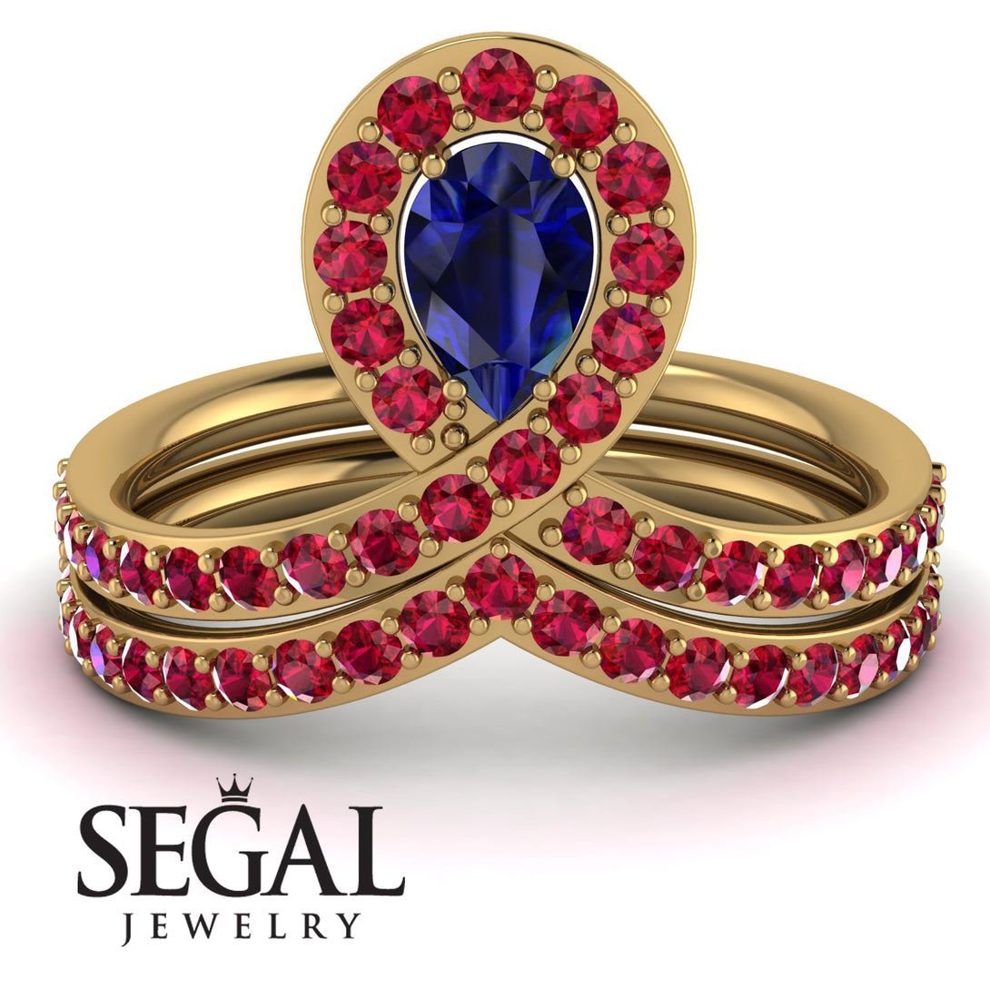 Sapphire Pear Shape Stacking Bridal Set - Emilia No. 58