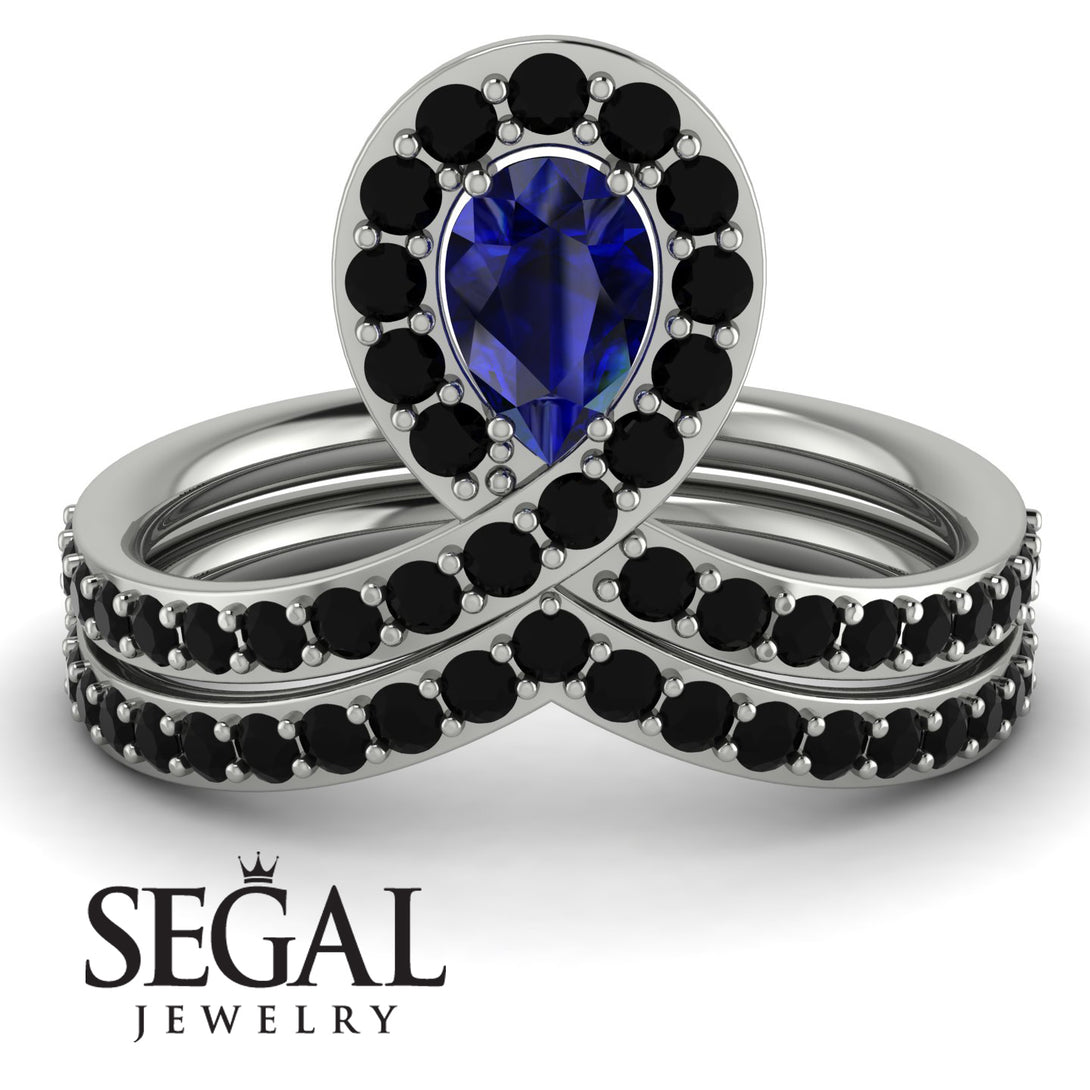 Sapphire Pear Shape Stacking Bridal Set - Emilia No. 45