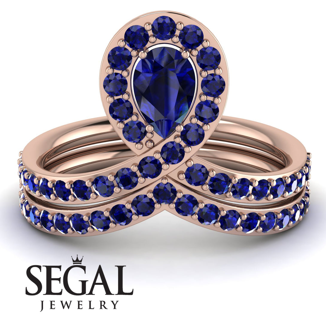 Sapphire Pear Shape Stacking Bridal Set - Emilia No. 74