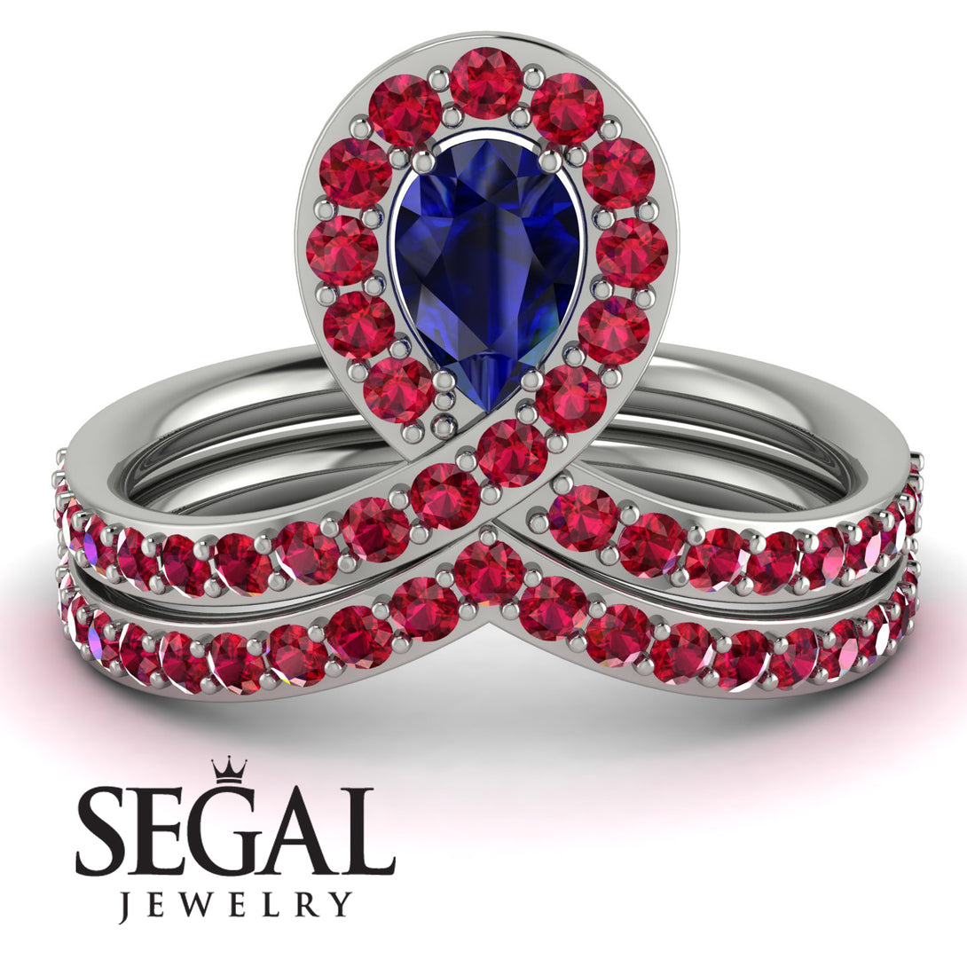Sapphire Pear Shape Stacking Bridal Set - Emilia No. 60
